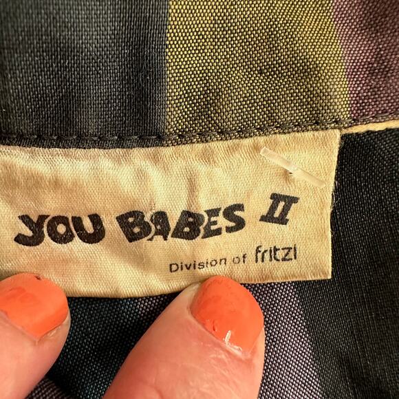 VTG Fritzi You Babes Dolman Jaquard Stripe Jewel Tone Snap Front Midi Dress M - Picture 4 of 10